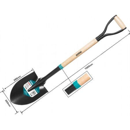 TOTAL STEEL SHOVEL WITH WOODEN HANDLE