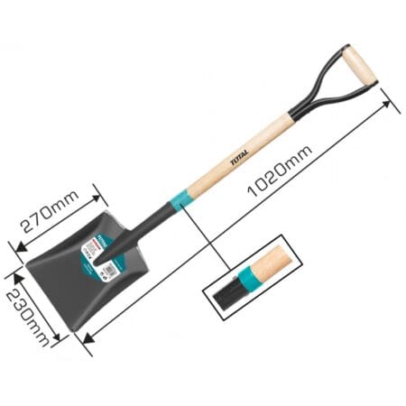 TOTAL STEEL SHOVEL WITH WOODEN HANDLE